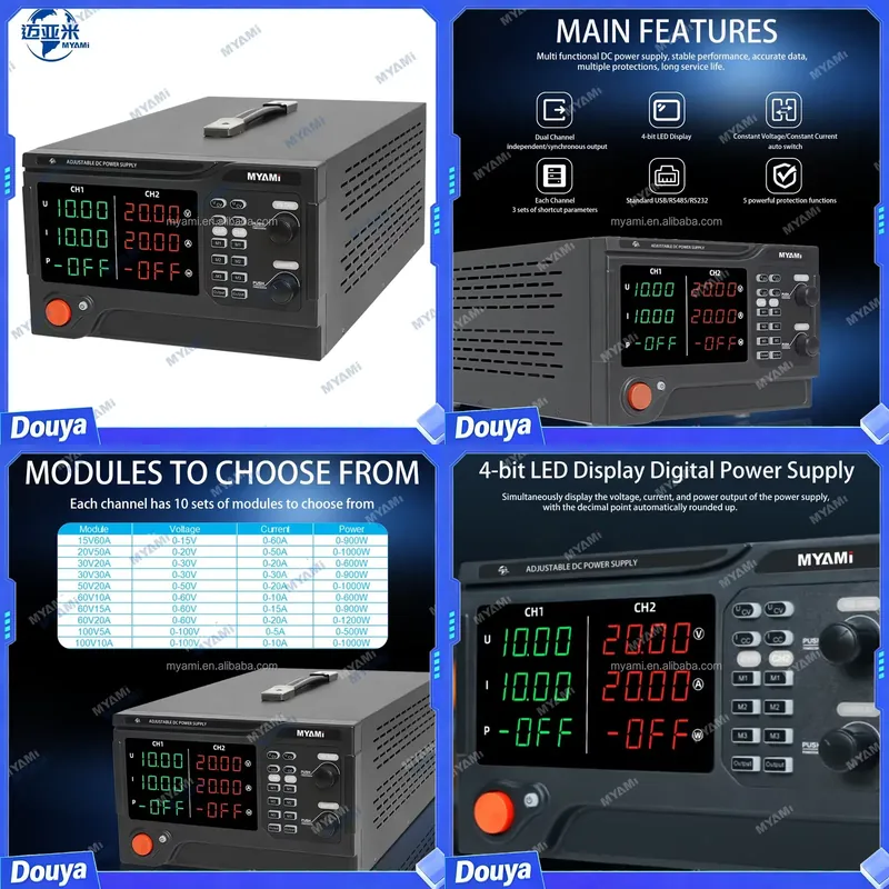 High Power 60V 20A Bench Power Supply - MYAMi 1200W 60V 20A Çift Kanallı
